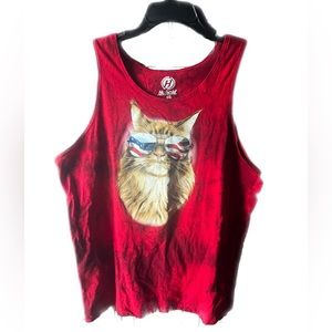 EUC fun UNISEX XL Red American Cat Tank Top